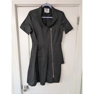 Alice Roi Black Zip Front Asymmetrical Dress Womens 6 edgy dark goth avant garde